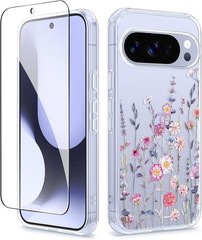 Military Grade Drop Protection Clear Floral Slim Case & Screen Protector for Goo