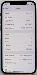 USED BLUE GSM UNLOCKED iPhone 12, 256GB A2172 MGFJ3LL/A, 82% BATTERY iOS 18.5