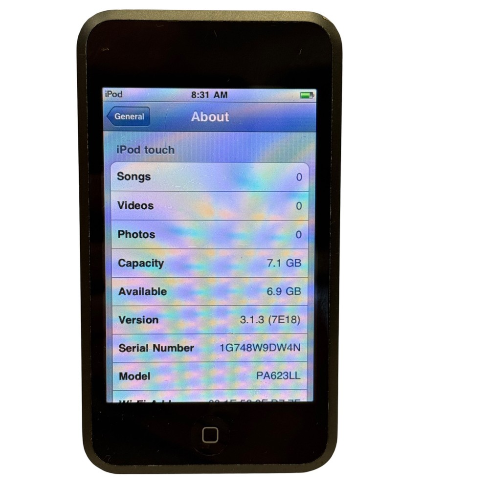 Apple iPod Touch 2nd Gen 8GB Black/Silver PA623LL iOS 3.1.3 Wi-Fi MP3 Player