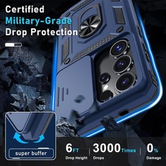 Heavy Duty Blue Case for Samsung Galaxy S26 Ultra with Slide Camera Cover & Kick