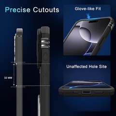 Case for iPhone 16 Pro Max with Slide Camera Cover and Screen Protector, Black