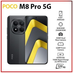 Xiaomi POCO M8 Pro 5G 8GB+256GB BLACK Dual SIM Unlocked Android Cell Phone