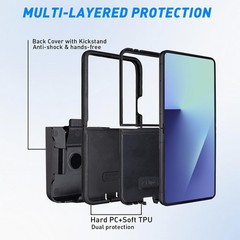 Samsung Galaxy Z Flip 7 Case with Belt Clip Holster, Heavy Duty Protection, Blac