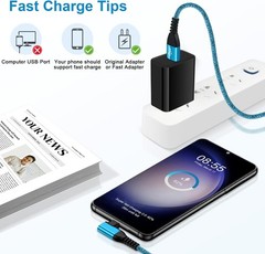 6ft USB-C Fast Charging Cable 2-Pack for Samsung Galaxy S26 Ultra, Pixel 10