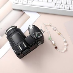 Beaded Camera Wrist Strap Cute Phone Charms Lanyard Pearl Bracelet Keychain Deco
