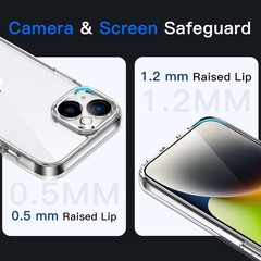 Shockproof Phone Bumper Cover Case for iPhone 14 6.1-Inch, Clear, Non-Yellowing