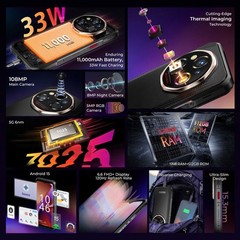 5G 4G OUKITEL WP55 Ultra Rugged Smartphone Android 15 Thermal Imaging 11000mAh