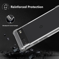 Clear TPU Case for Google Pixel 6A – Four Corners Protective Cover Transparent S