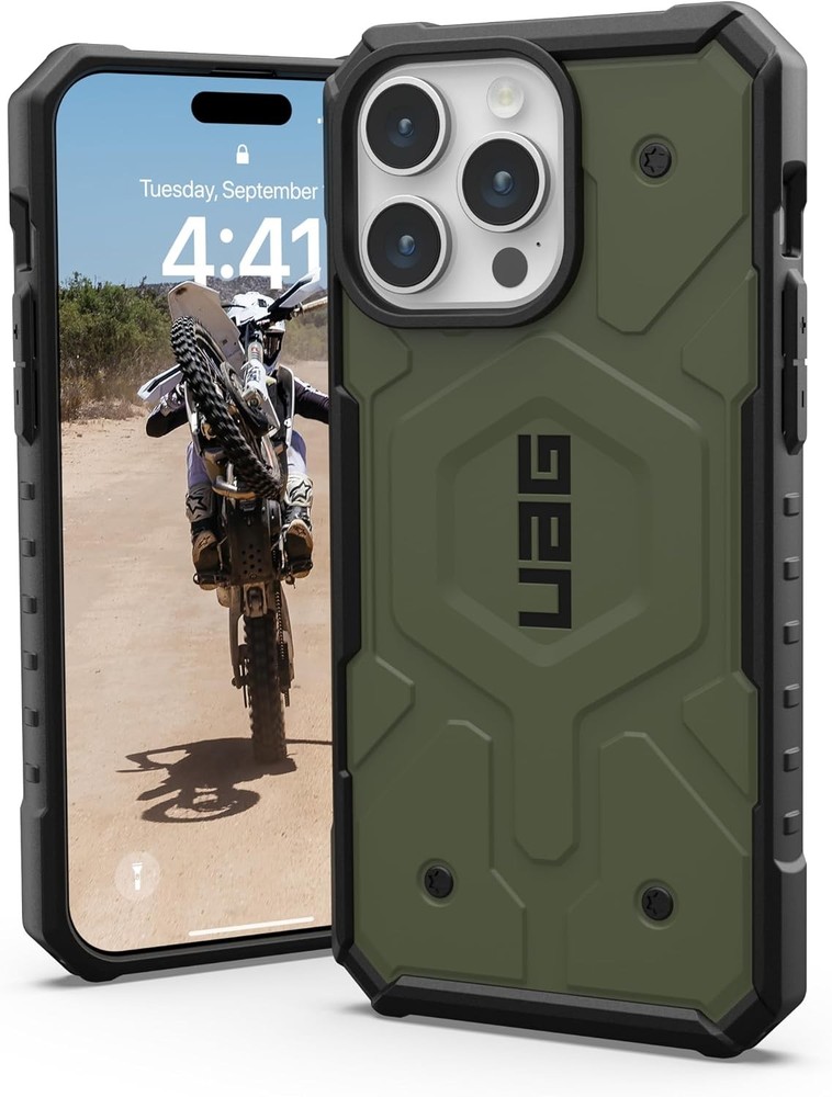 iPhone 15 Pro Max Case 6.7″ Pathfinder Olive Drab Built-in Magnet Rugged Cover