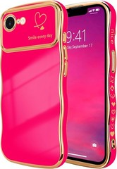 iPhone 16e Case for iPhone 17e Case for Women Girls, Cute Wave Frame Hot Pink