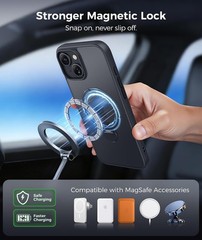 Black iPhone 14 Plus/15 Plus Case with 360 Spin Magnetic Stand – FNTCASE