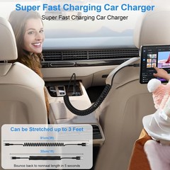 USB to USB-C Fast Charger for iPhone 17/16, 3FT Retractable Cable