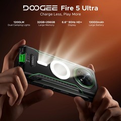 DOOGEE Fire5Ultra Rugged Phone 13000mAh Helio G81 Android 15 32GB+256GB 8Core US