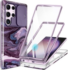 2PCS Case & Built-in Screen Protector for Samsung Galaxy S23 Ultra 6.8 Inch Shoc