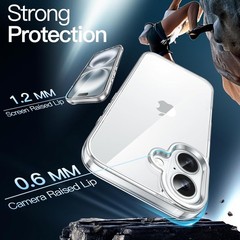 Case for iPhone 16 6.1-Inch, Non-Yellowing Shockproof Phone Bumper Cover, Clear