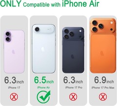 Transparent Shockproof iPhone Air Case, Magnetic, Compatible with Wireless Charg