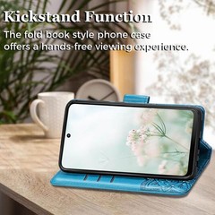 1. For Moto G Play 2024 Case Wallet, Blue Butterfly Emboss PU Leather Cover