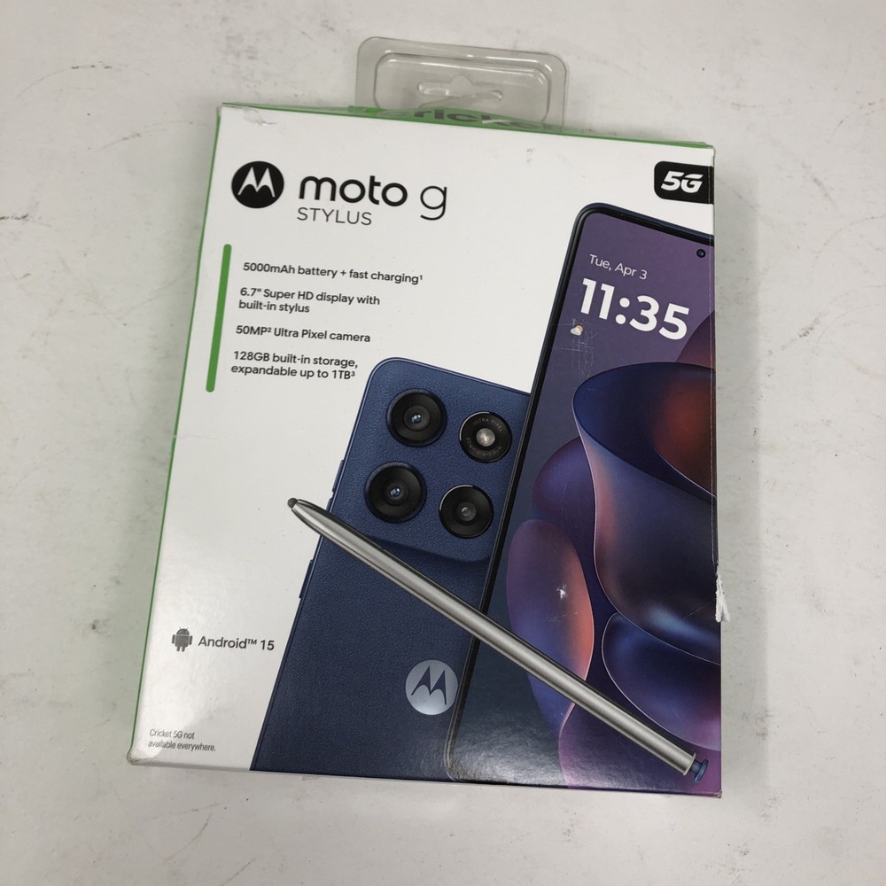 Motorola Moto G Stylus 5G 2025 128GB 50MP Cricket Wireless Prepaid Blue NEW
