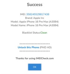 iPhone 16 Pro Max 256GB A3084 T-Mobile eSIM Brand New Company Sealed Box
