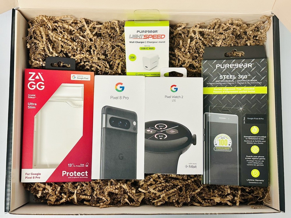 Google Pixel 8 Pro 128GB & Google Pixel Watch 2 (Unlocked) + Accessory Bundle