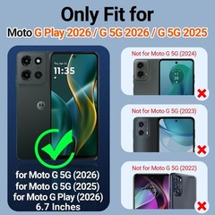 Motorola Moto G 5G 2025/2026 Case, Moto G Play 2026 Case with Tempered Glass Scr