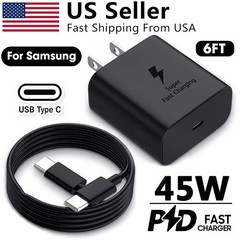 45w PD Power Fast Wall Charger Adapter+6FT Type-C Cable For Samsung Galaxy Phone