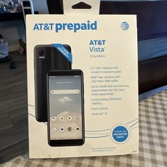 AT&T Vista Prepaid Onyx Black Smart Phone Android 13 32GB 8MP 5.5” New