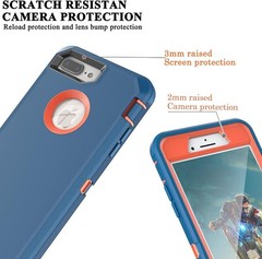 For iPhone 8 Plus/7 Plus Case Built-in Screen Protector Three Layer Heavy Duty