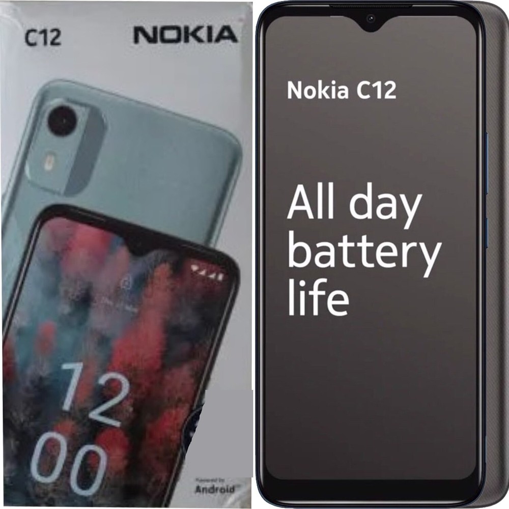 Nokia C12 4G/LTE Charcoal 64GB + 3GB Dual-SIM Factory Unlocked GSM NEW