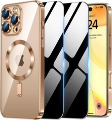 iPhone 15 Pro Max, Magnetic Case with Cam Cover & 2 Privacy Screen Protector