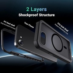 Magnetic for iPhone 17e Case & iPhone 16e Case, Heavy Duty Protection 6.1”-Blac