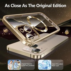 2 in 1 for iPhone 14 Case Crystal Clear, Not Yellowing, with 1X Screen Protector