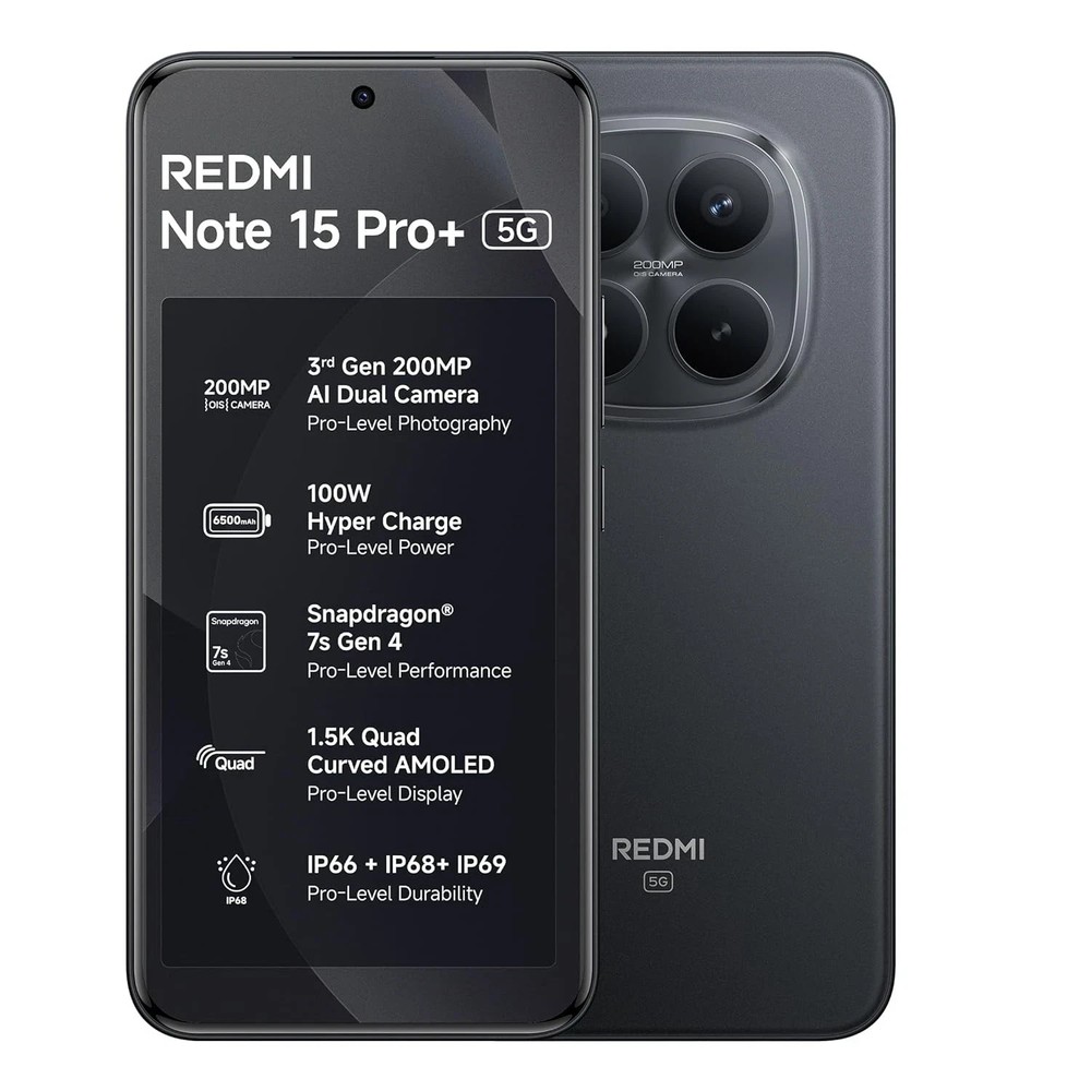 REDMI Note 15 Pro+ 5G (Black,12GB+256GB) Esim Snapdragon 7s Gen 4 Global Version