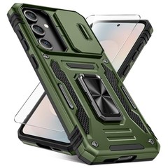 Heavy Duty Olive Green Case for Samsung Galaxy S25 FE with Kickstand & Lens Cove