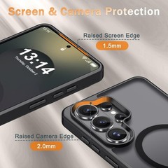 For Samsung Galaxy S26 Ultra Case w/ Matte Magnetic Shockproof Phone Cover Black