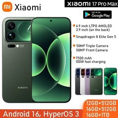 New 1TB 16GB RAM Xiaomi 17 Pro Max 5G Mobile Phone Unlocked NFC Google Play Glob
