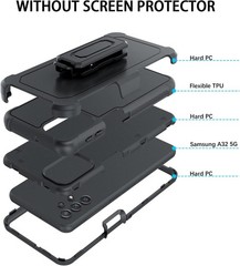 Samsung Galaxy A32 5G Case 6.5″ Belt Clip Holster Shockproof Protective Black