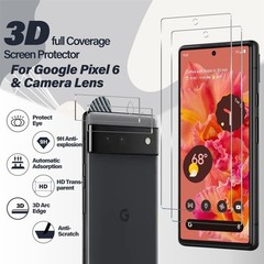 4 in 1 Google Pixel 6 Screen Protector,Front Tempered Glass,Side-Back Film