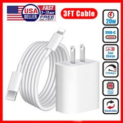 20W Wall Adapter Fast Power Charger+3FT USB-C Charging Cable For iPhone 14 13 12