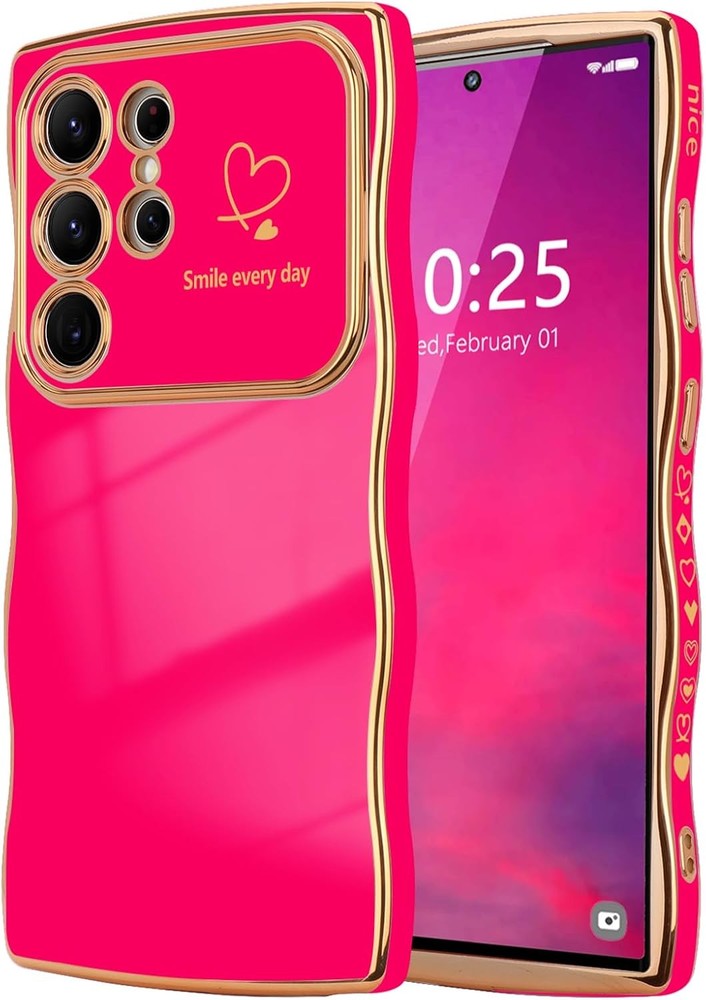 Samsung Galaxy S26 Ultra Case for Women Girls, Cute Wave Frame with Love Heart