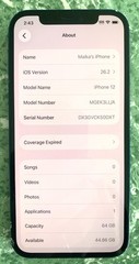 Tested GSM Unlocked iPhone 12, 64GB A2172 MGEK3LL/A For Repair SOLD AS IS