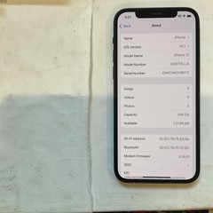 USED BLACK GSM UNLOCKED iPhone 12, 256GB A2172 MGFF3LL/A, 89% BATTERY, iOS 18.1