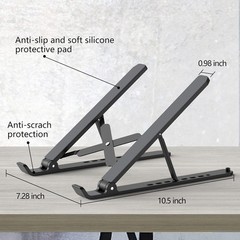 Laptop Stand for Desk, Adjustable Laptop Riser ABS+Silicone Foldable Portable No
