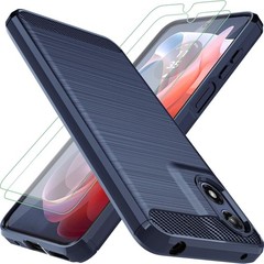 Moto G Play 2024 Case with 2pcs Screen Protector Shock-Absorption TPU Rubber Cov