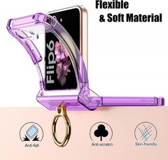 Clear Case for Samsung Galaxy Z Flip 6 with Hinge Protection and Ring Stand