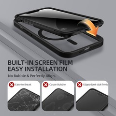 iPhone 14 Case, Built-in Privacy Screen Protector, Shockproof Full Body Case 6.1