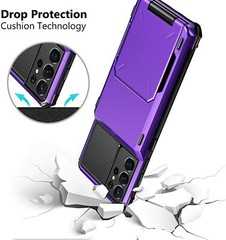 Samsung Galaxy S21 Ultra Case 6.8 Inch Shockproof Wallet Card Holder Cover Purpl