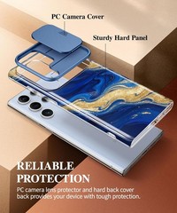 Samsung Galaxy S23 Ultra Case with Slide Camera Cover, Slim Marble Design 6.8″