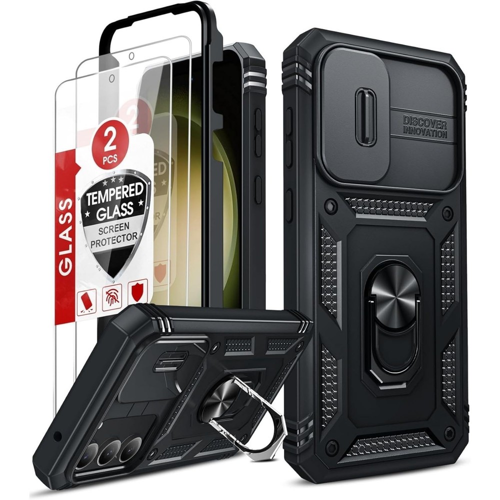 Samsung Galaxy S23 FE Case with 2 PCS Screen Protector Tempered Glass & Stand