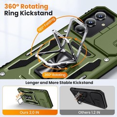 Galaxy A16 5G Phone Case with 2 PCS HD Screen Protector and Kickstand, Olive Gre